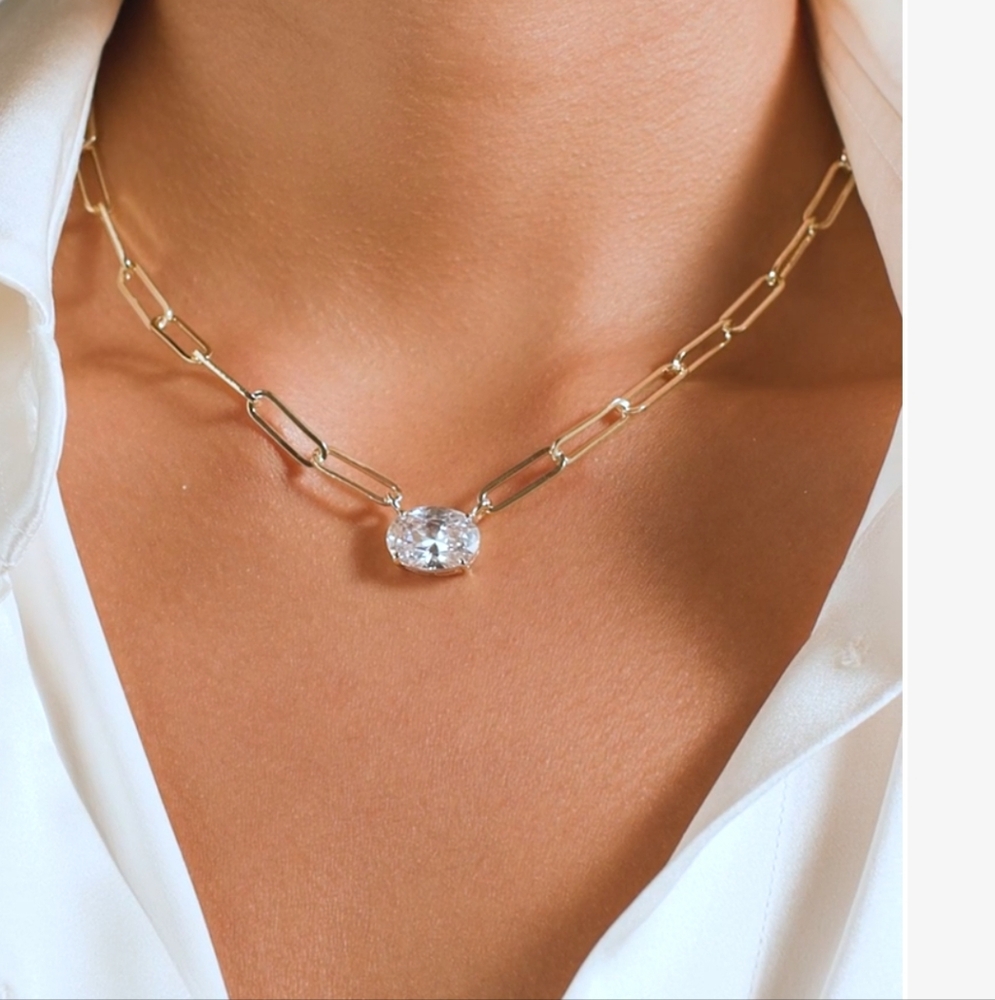 Good Condition! Melinda Maria Gold Hello Gorgeous Samantha Chain Necklace
